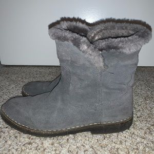 Women’s J. Crew gray high ankle booties with fur lining